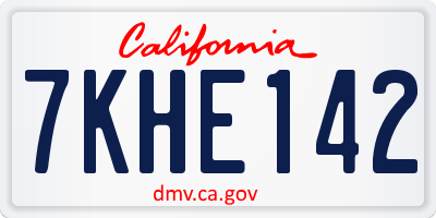 CA license plate 7KHE142