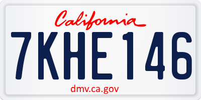 CA license plate 7KHE146