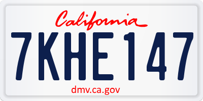 CA license plate 7KHE147