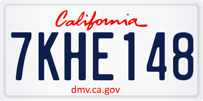 CA license plate 7KHE148
