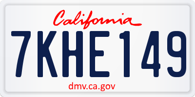 CA license plate 7KHE149