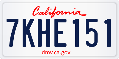 CA license plate 7KHE151