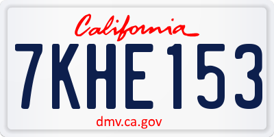 CA license plate 7KHE153