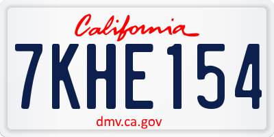 CA license plate 7KHE154