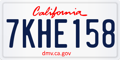 CA license plate 7KHE158