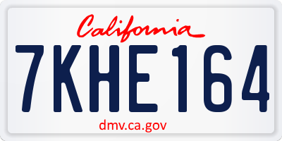 CA license plate 7KHE164