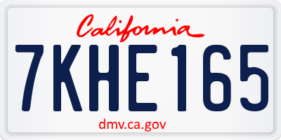CA license plate 7KHE165