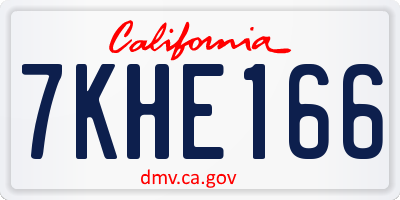 CA license plate 7KHE166