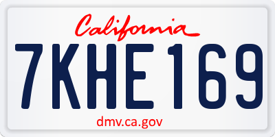 CA license plate 7KHE169