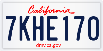 CA license plate 7KHE170