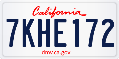 CA license plate 7KHE172