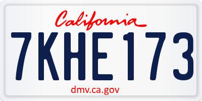 CA license plate 7KHE173