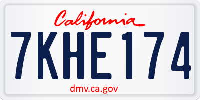 CA license plate 7KHE174