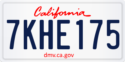 CA license plate 7KHE175