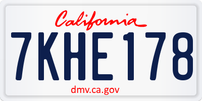 CA license plate 7KHE178