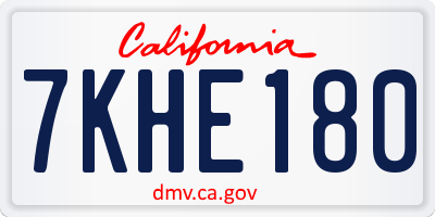 CA license plate 7KHE180