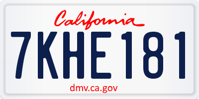 CA license plate 7KHE181