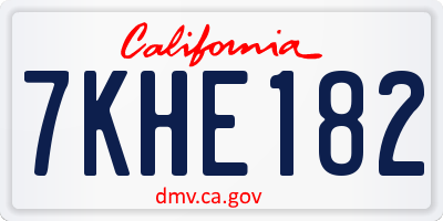 CA license plate 7KHE182