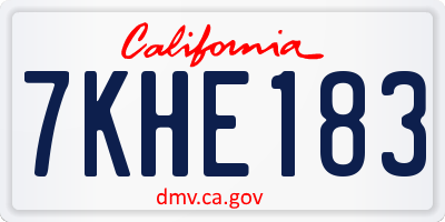 CA license plate 7KHE183