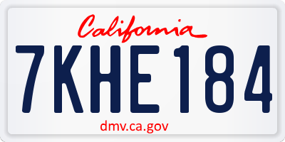 CA license plate 7KHE184