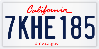CA license plate 7KHE185