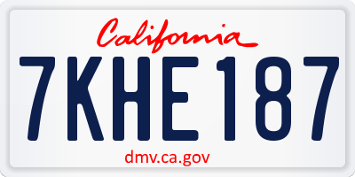 CA license plate 7KHE187
