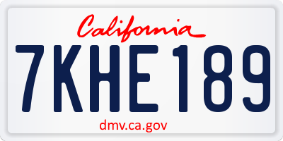 CA license plate 7KHE189