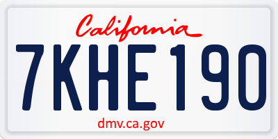 CA license plate 7KHE190