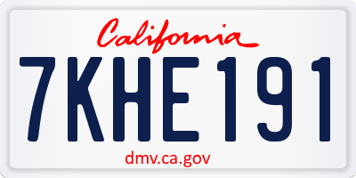 CA license plate 7KHE191