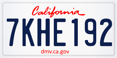 CA license plate 7KHE192