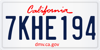CA license plate 7KHE194