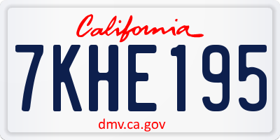 CA license plate 7KHE195