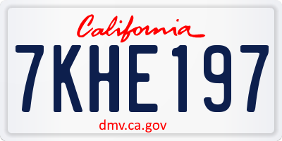 CA license plate 7KHE197
