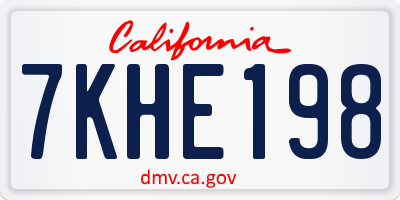 CA license plate 7KHE198