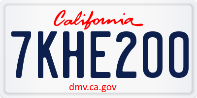 CA license plate 7KHE200