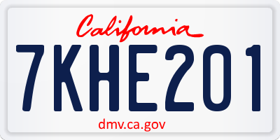 CA license plate 7KHE201