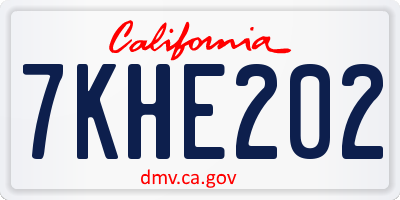 CA license plate 7KHE202