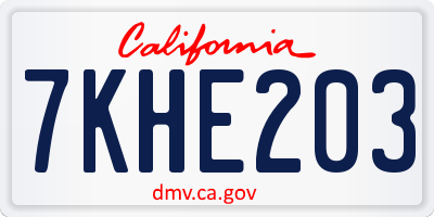 CA license plate 7KHE203