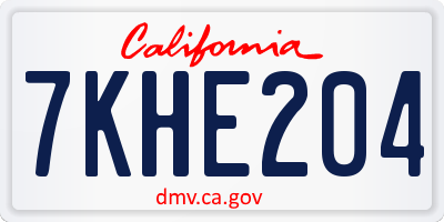 CA license plate 7KHE204