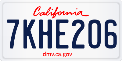 CA license plate 7KHE206