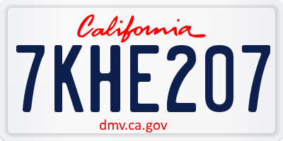 CA license plate 7KHE207