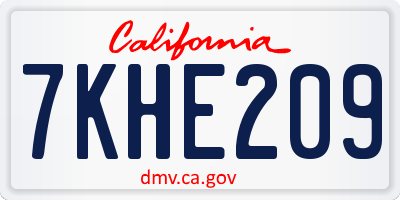 CA license plate 7KHE209