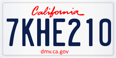 CA license plate 7KHE210