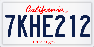 CA license plate 7KHE212
