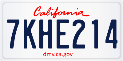 CA license plate 7KHE214