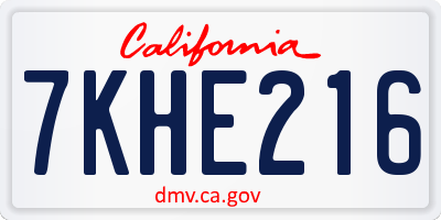 CA license plate 7KHE216