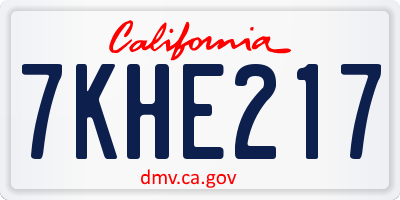 CA license plate 7KHE217