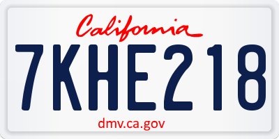 CA license plate 7KHE218