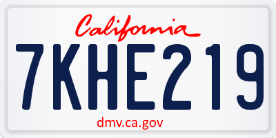 CA license plate 7KHE219