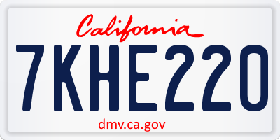 CA license plate 7KHE220